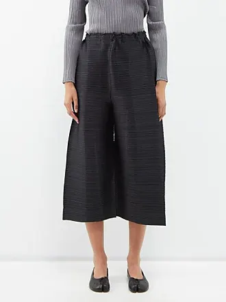 Pleats Please Issey Miyake Cropped Pleated Trousers in Gray