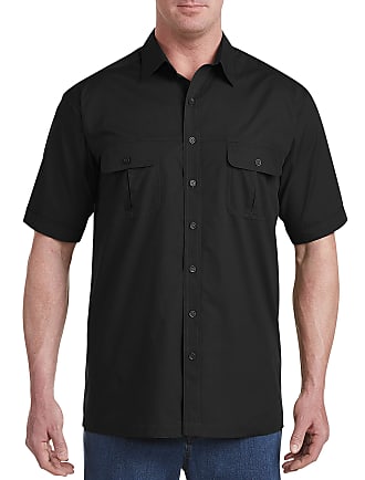 Harbor Bay by DXL Big and Tall Short-Sleeve Co-Pilot Sport Shirt (2X-Tall, Black)