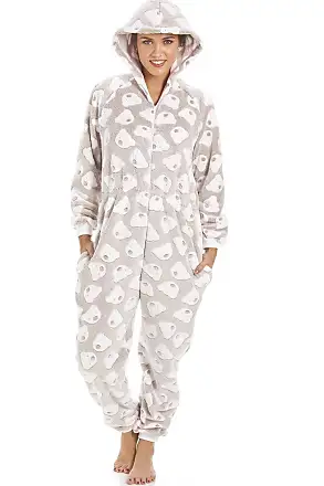 Camille Grey Luxury Super Soft Fleece Hooded All In One Onesie