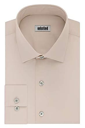 Kenneth Cole Reaction Mens Slim Fit Solid Spread Collar Dress Shirt, Almond, 16-16.5 Neck 34-35 Sleeve