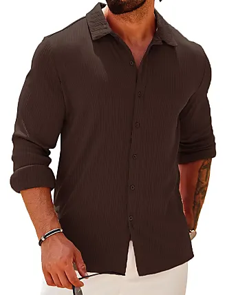 COOFANDY Men's Slim Fit Dress Short Sleeve Button Up Shirt for Men Black :  : Clothing, Shoes & Accessories