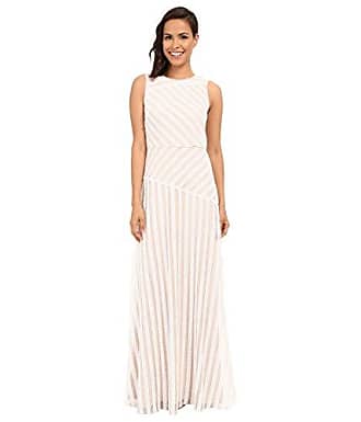 Donna Morgan Womens Gigi - Boatneck Striped Sequin Gown, Ivory/Nude, 14