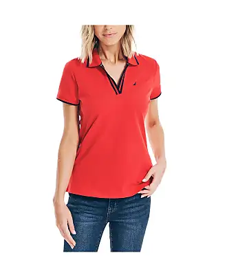 GetUSCart- Nautica Women's 5-Button Short Sleeve Breathable 100% Cotton  Polo Shirt, Navy, XX-Large