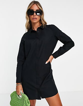 Asos cotton mini shirt dress in black