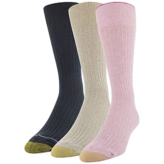 Gold Toe Mens Canterbury Crew Socks, 3 Pairs, Pink/Tan/Navy Shoe Size: 6-12.5