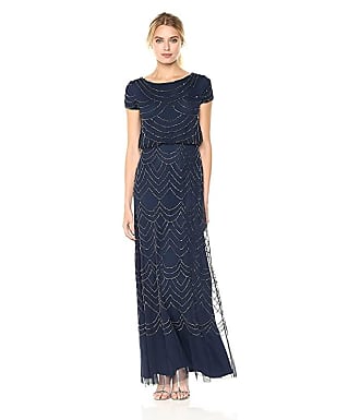 6 10 12 14 #17 NWT Adrianna Papell Beaded Mesh Gown Navy Blue