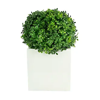 MyGift Artificial Maidenhair Fern Plant, Summer Home Decor Faux Potted Green Fern in Vintage Gray Wood Square Planter Pot