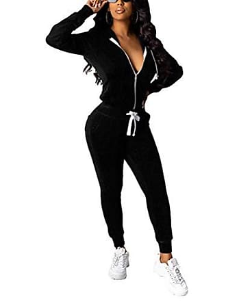 Minetom Femme Automne Combinaisons Tenue de Sport Manches Longues Survêtements Pantalons Joggings Sport Rompers Jumpsuit