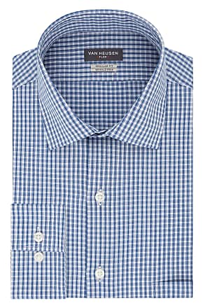 Van Heusen Mens Dress Shirt Regular Fit Flex Collar Check, Midnight, 14.5 Neck 32-33 Sleeve