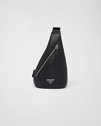 Prada Triangle Logo Black Saffiano Lux Leather Crossbody Tote Bag