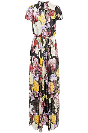 Dolce & Gabbana Dolce & Gabbana Woman Metallic Floral-print Silk-blend Chiffon Maxi Dress Black Size 38