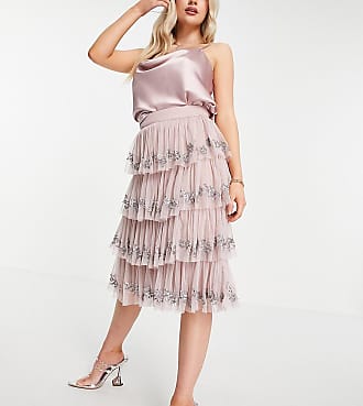 Maya embellished tiered midi skirt in frosted pink - part of a set