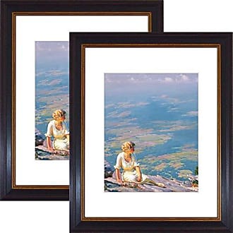 Golden State Art, 8x10 Black Photo Wood Collage Frame with Real Glass and White Mat Displays (2) 4x6 Pictures