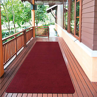 Scrabe Rib Waterproof Non-Slip Rubberback Ribbed Red Indoor/Outdoor Utility  Rug