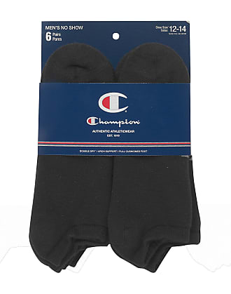 Champion Mens Double Dry Performance No-Show Socks, 6-pairs Black 12-14