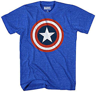 Impact Captain America Marvel Superhero Comics Shield on Navy Adult T-Shirt Tee