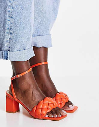 Ladies Orange Suedette Open Toe Shoes Casual Flat Gold Buckle Women UK Sizes 2-6 