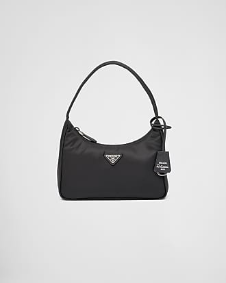 Prada Shearling And Saffiano Leather Mini-pouch, Women, White