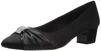 Easy Street womens Eloise Dress Pump, Black Satin/Black With Leather Sole, 8 X-Wide US