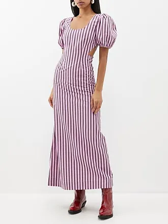 GANNI Tiger-print tiered organic cotton-poplin shirt dress