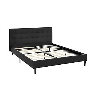 NEW HOLTEN MODERN BLACK BYCAST LEATHER FAUX CRYSTAL TWIN FULL QUEEN PLATFORM BED 