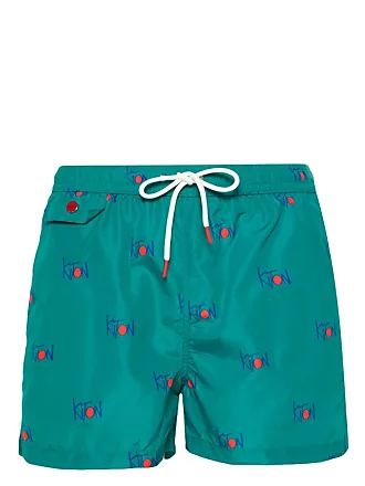 Kiton appliqué-logo swim trunks - Green