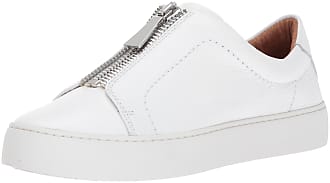 Frye Womens Lena Zip Low Fashion Sneaker, White Tumbled Cow, 10 M US