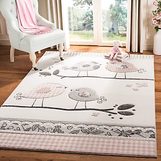 Safavieh Carousel Kids Collection 8 x 10 Pink / Ivory CRK153P Birds Non-Shedding Playroom Nursery Bedroom Area Rug