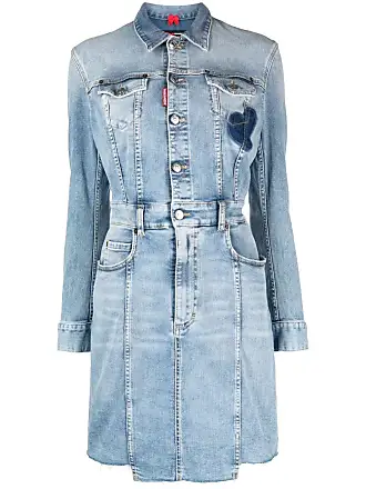 Thierry Mugler Pre-Owned belted denim shirtdress - Blue