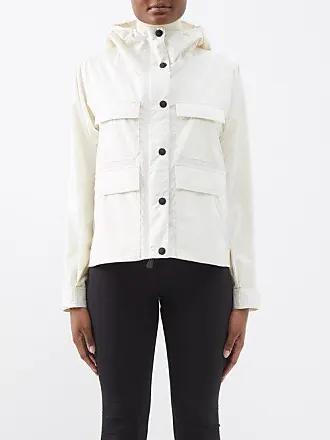 Moncler Checked Tweed Jacket White For Women - Clothingta