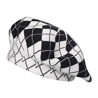 LLCP Black And White Beret Woolen Plaid Berets Outdoor Warm Breathable Pumpkin Hat,White 