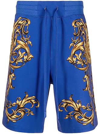 Versace Jeans Couture Garland print track shorts - men - CottonCotton - L - Blue