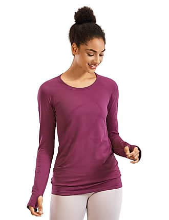 CRZ YOGA Womens Long Sleeve Running Shirt Athletic Workout Top with Thumb Holes 