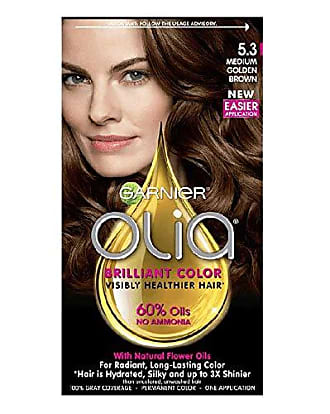 Garnier Olia Oil Powered Permanent Hair Color, 5.3 Medium Golden Brown (Packaging May Vary), 2 Count