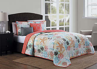 Geneva Home Fashion Avondale Manor Belize 5-Piece Quilt Set, Queen, Coral