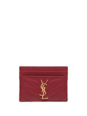 Replica YSL Cassandre MatelassÉ Card Holder Case In Grain De Poudre  Embossed Leather Red for Sale