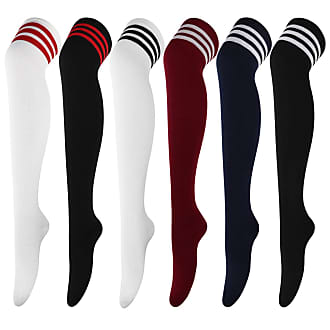 Sock It To Me Women's Over the Knee Socks Navy & Red Striped 