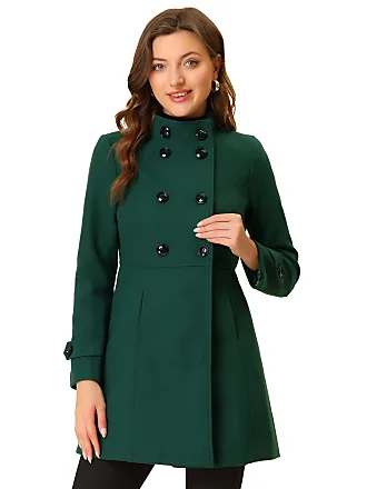 Cappotto Donna Doppiopetto Verde Cappotto Casual Con Tasche in