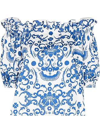 Borgo De Nor Gwen off-the shoulder top - women - Cotton - 10 - Blue