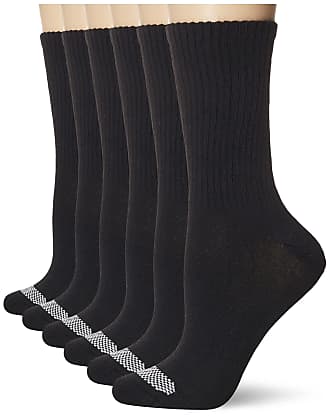 Hanes Womens Crew Socks Extended Size Casual, Black/W/White Vent, Shoe 6-9.5 UK