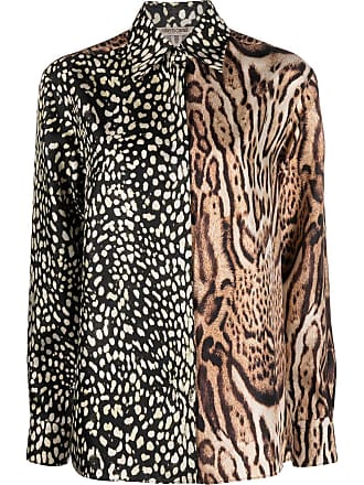 Luxury shirt for men - Roberto Cavalli black silk shirt with animal print