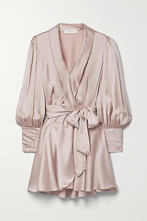 Zimmermann Ruffled Silk-satin Mini Wrap Dress - Pink - 0,1,2,3