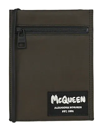 Alexander McQueen panelled-leather gabardine bag - Green