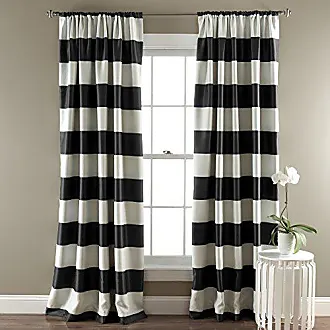 Tucker Ticking Stripe Button Tab Top Window Kitchen Tier Set of 2 - 30 x  36 - Gray - Elrene Home Fashions