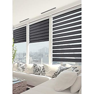 W45 x H185cm Charcoal Grey MADECOSTORE Easy Double Roller Blind Day / Night With Or Without Drilling