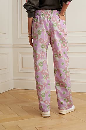 Damen Bekleidung Hosen und Chinos Ausgestellte und Palazzo Hosen Acne Studios Baumwolle Hose Mit Weitem Bein Aus Baumwoll-twill Mit Blumenprint in Pink 