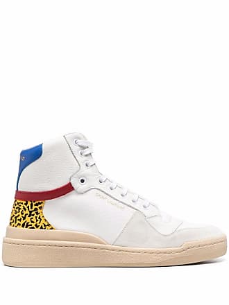 Saint Laurent SL-24 mid-top lace-up sneakers - men - Fabric/Fabric/Rubber/Calf LeatherCalf Leather - 40 - White