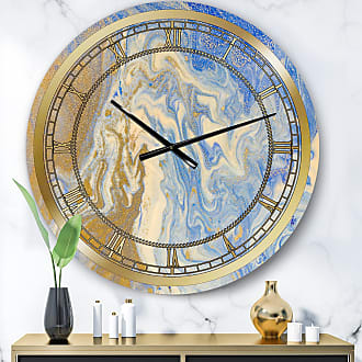 DesignQ Glam Wall Clock 'Galm Abstract III' Glam Large Wall Clock for Bedroom Decor 