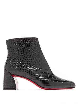Christian Louboutin Turela 55 Crocodile-effect Leather Ankle Boots - Womens - Black
