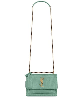 Cassandre Croc Effect Leather Clutch in Green - Saint Laurent